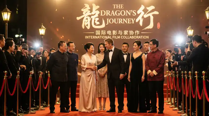 大象传媒国际电影首映红毯活动，中外影星盛装出席合影留念